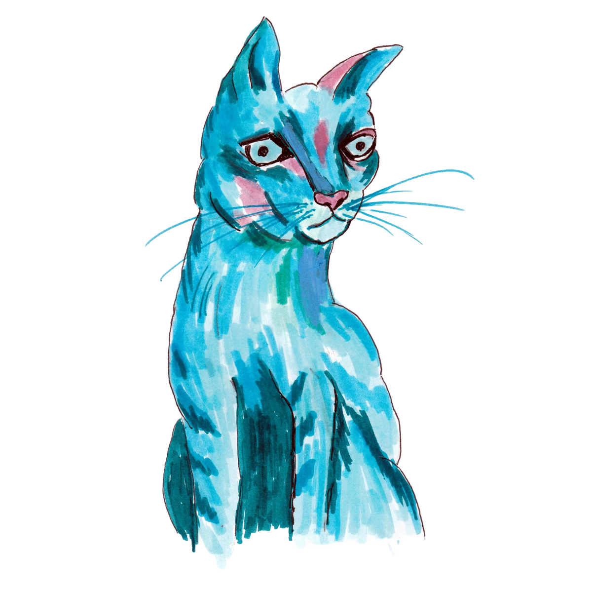 Cat-toon Teal Cat