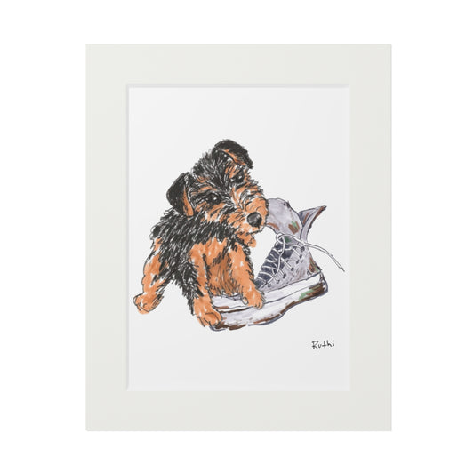 Airedale Puppy with Shoe